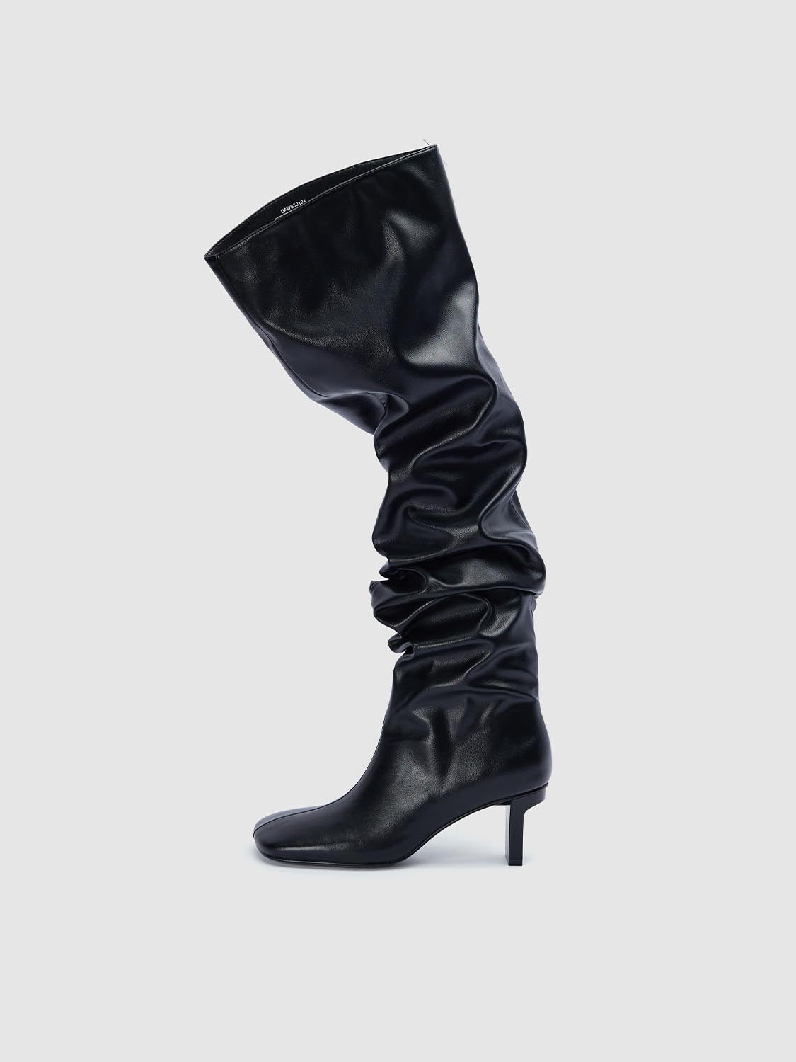 Kitten Heeled Crinkle Knee High Boots - Image 3