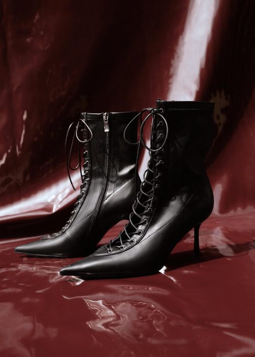 Pointed Toe Lace Up Ankle Boots