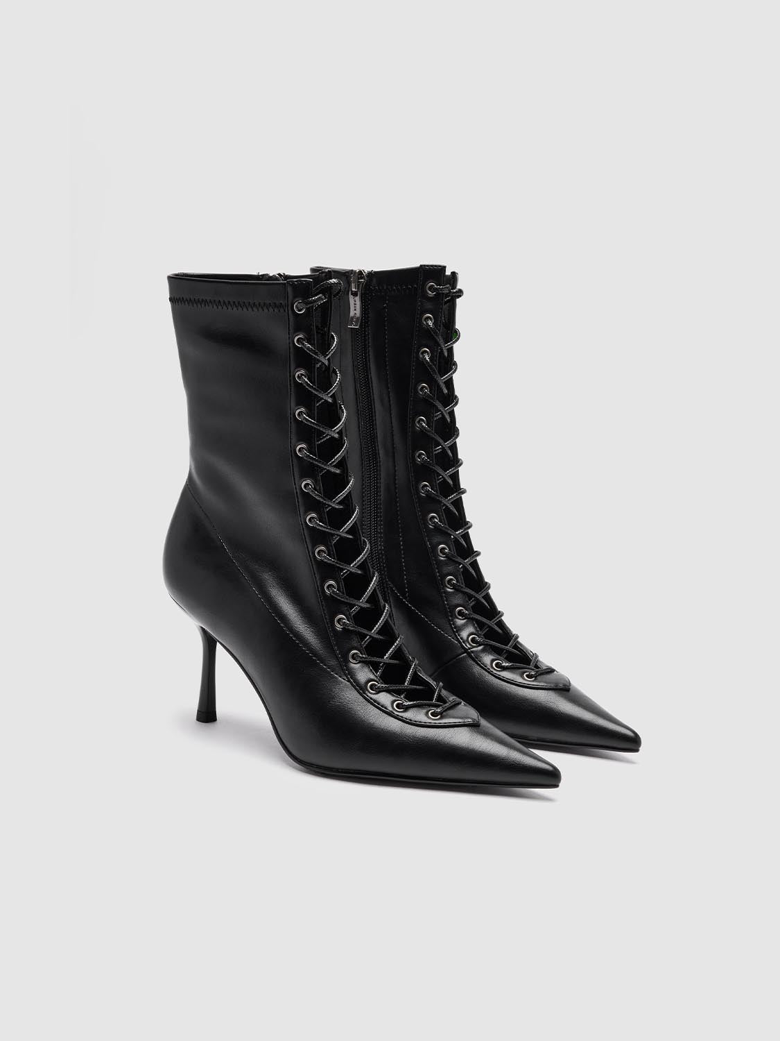 Pointed Toe Lace Up Ankle Boots - Image 2