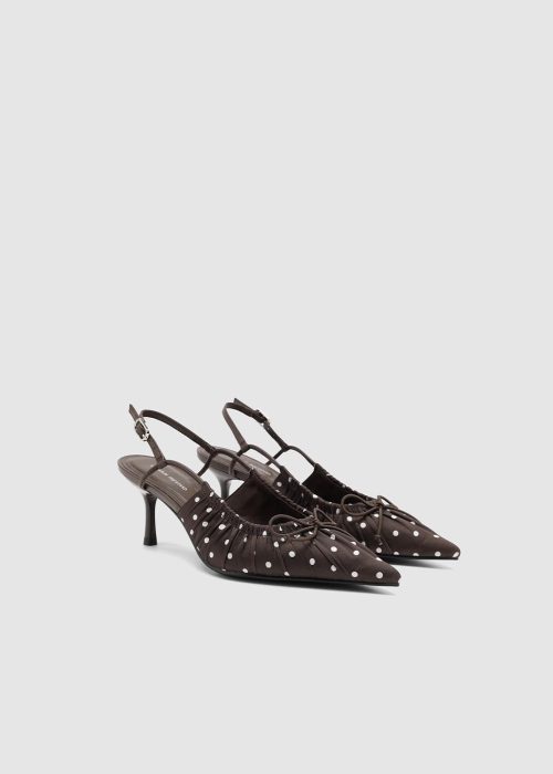 Polka Dot Pointed Heeled Slingbacks