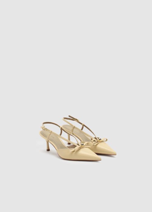Bow Detail Point Toe Heeled Slingbacks