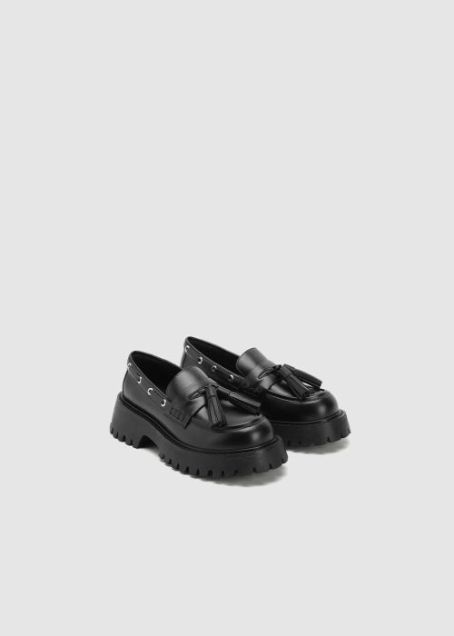 Chunky Heeled Slip-On Loafer Pumps