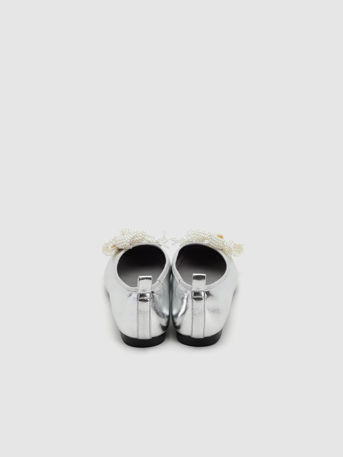 Floral Applique Slip On Sliver Flat - Image 3