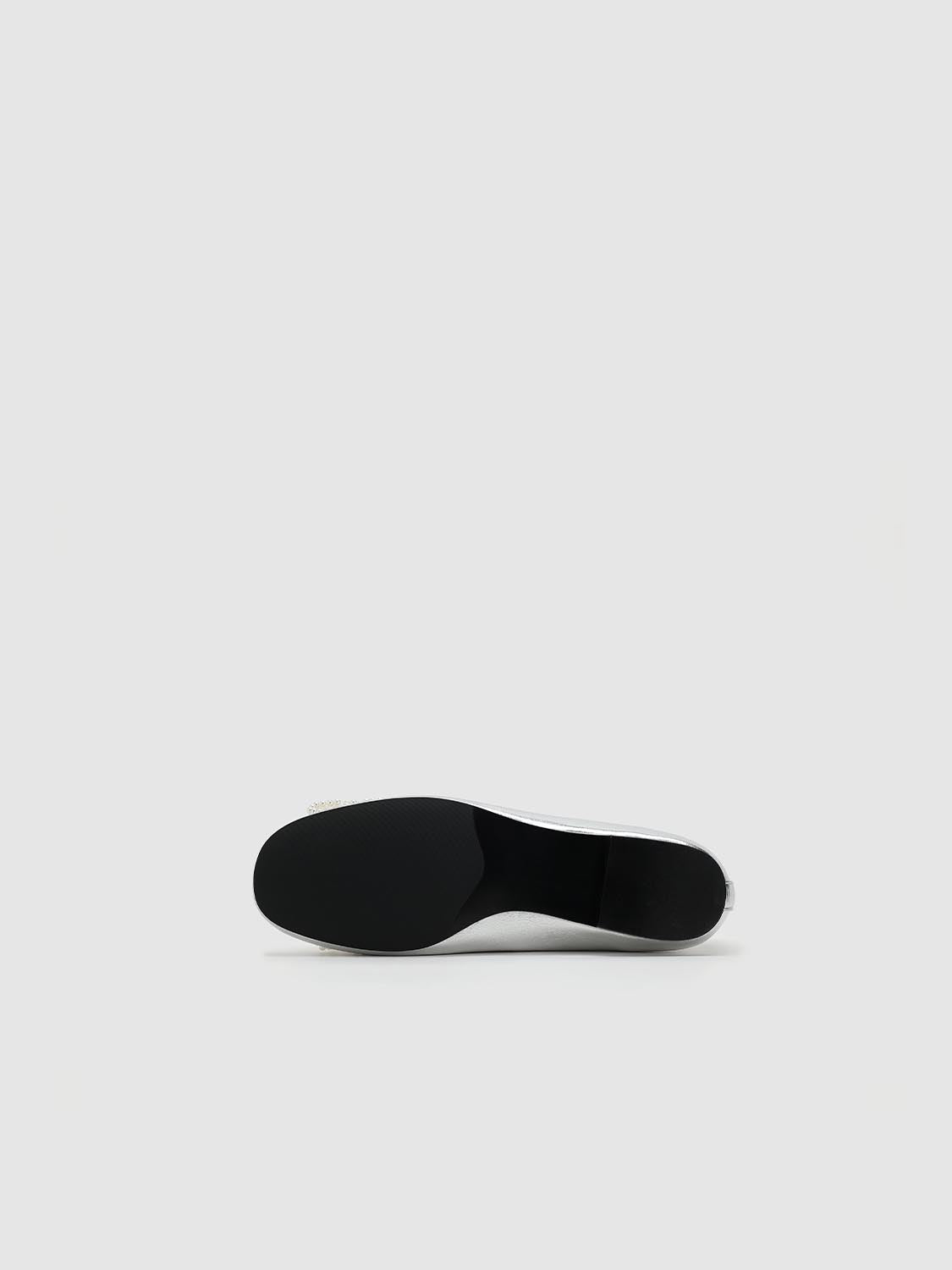 Floral Applique Slip On Sliver Flat - Image 4