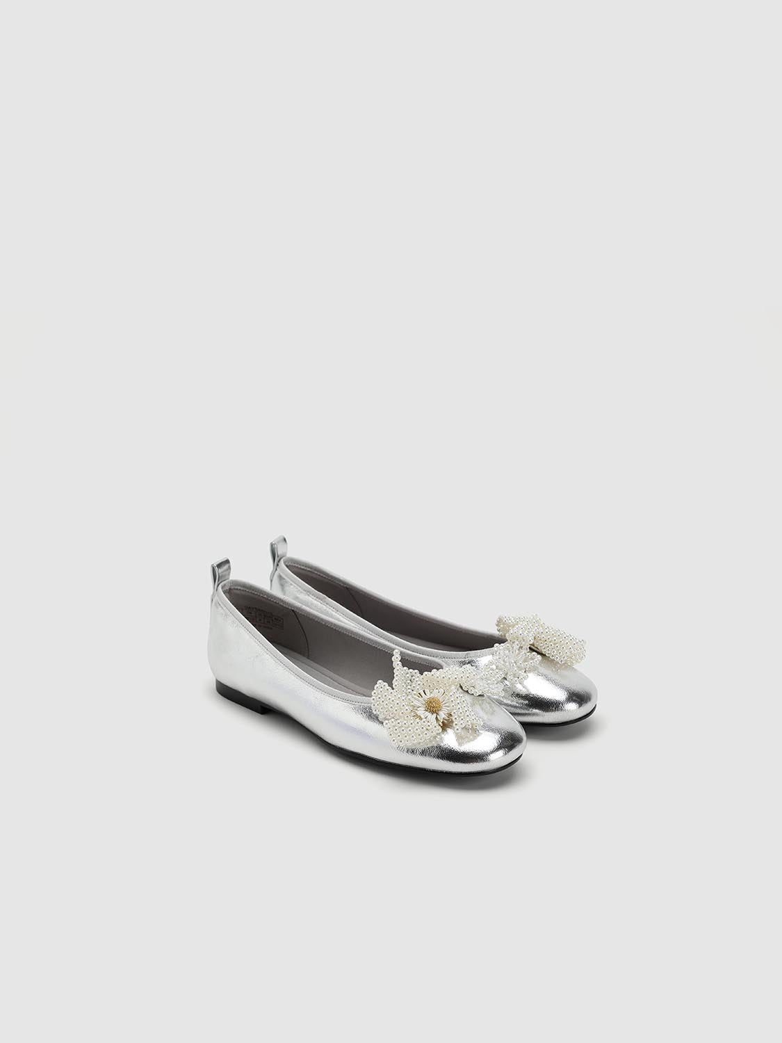 Floral Applique Slip On Sliver Flat - Image 7